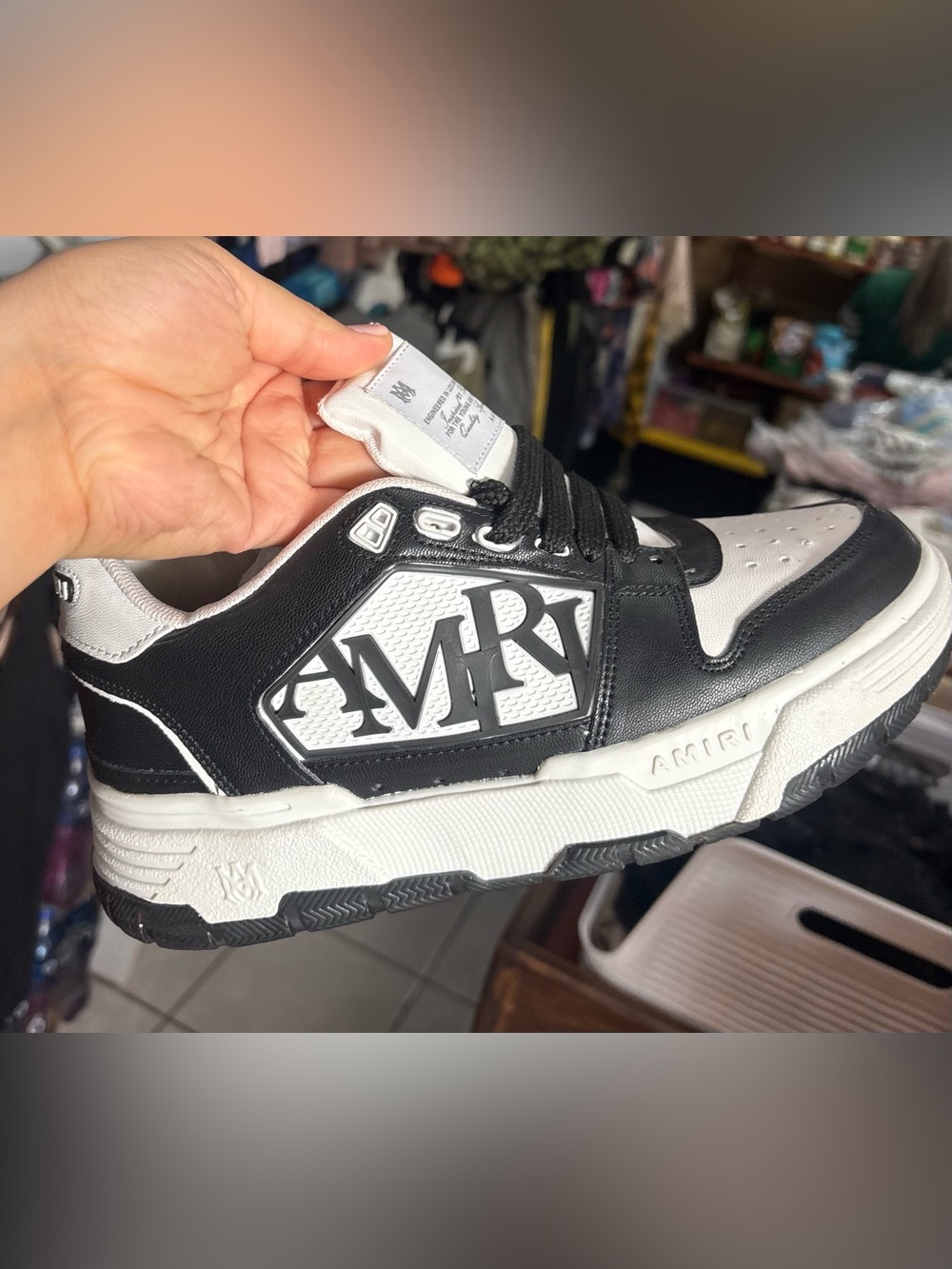 AMIRI Black & White Kids Logo Low-Top Sneaker